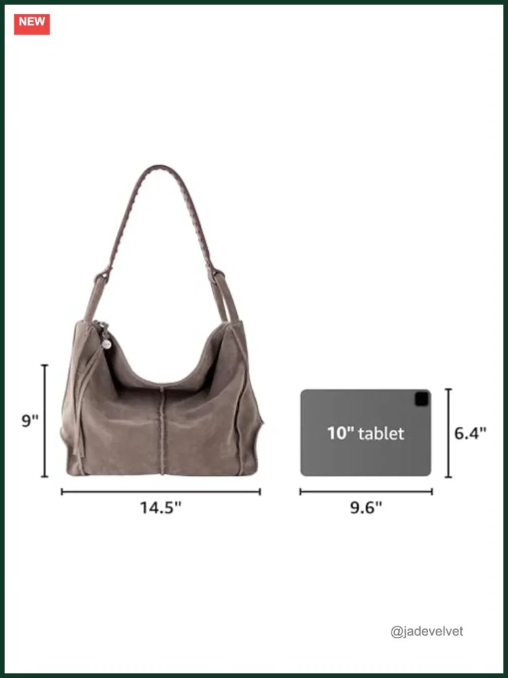 Hobo Purse - Premium Large Leather Handbag with Zipper Pocket